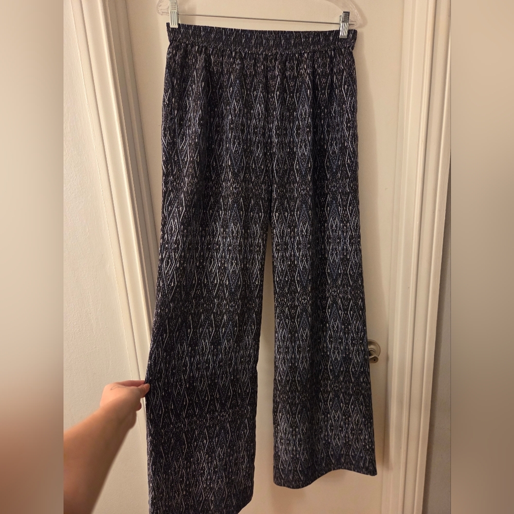 Josie Monochrome Patterned Wide Leg Pants Sz M